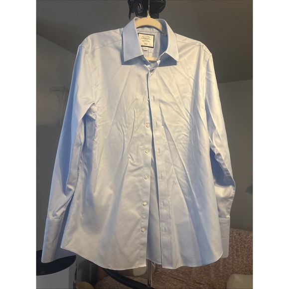 Charles Tyrwhitt Dress Shirt Mens 16/41 Light Blue Slim Long Sleeve Flip‎ Cuff - Picture 1 of 8